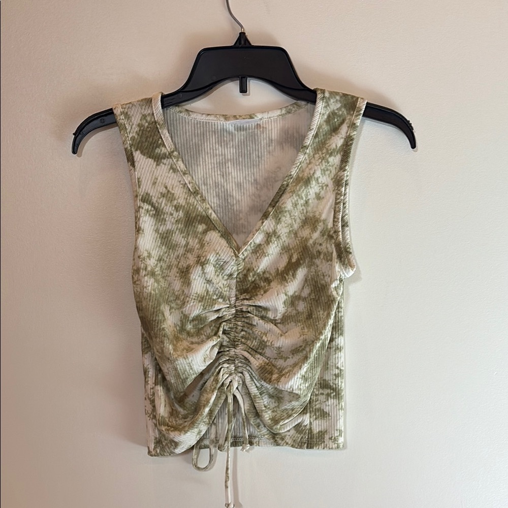 Tie-Dye Ruched V-Neck Tank Top